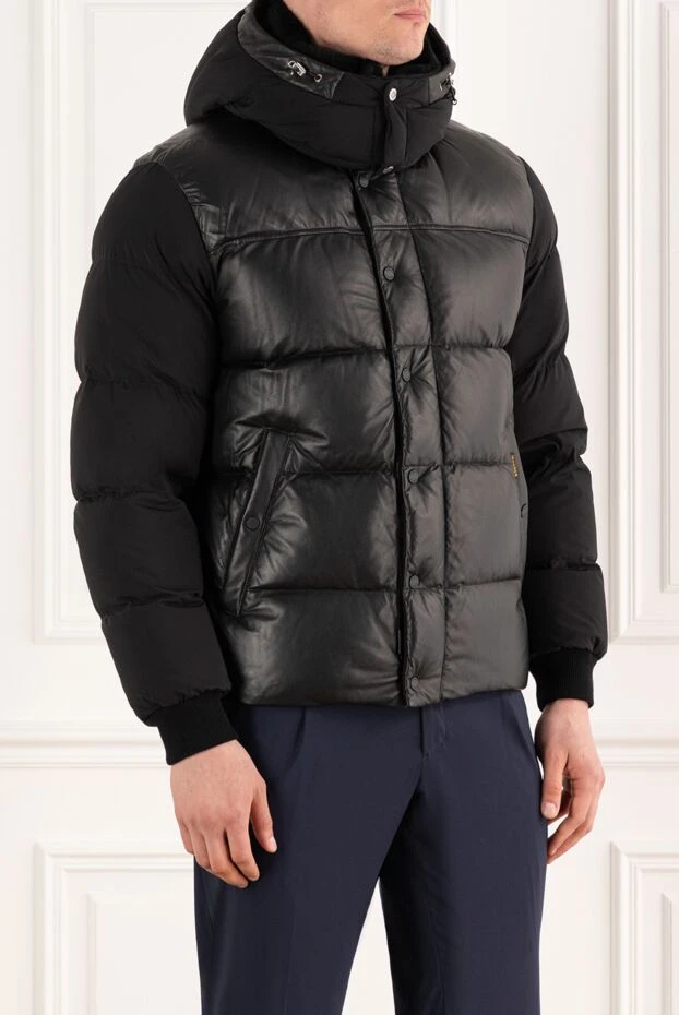 Moorer black jake down jacket made of nylon and genuine leather 187159 - photo 3