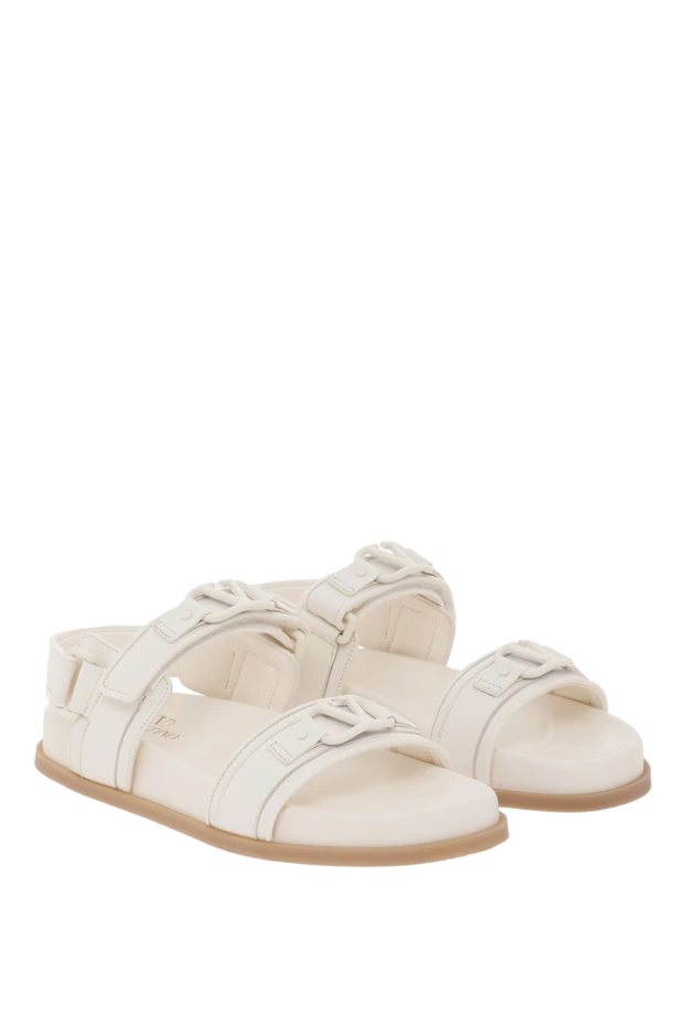 Valentino сандалії rockstud flat із кремової шкіри з логотипом 187182 - фото 3