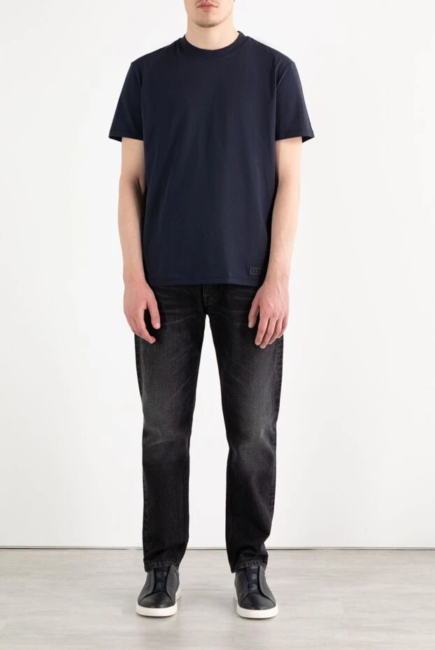 Valentino men's blue cotton t-shirt with vltn logo 195692 - photo 2