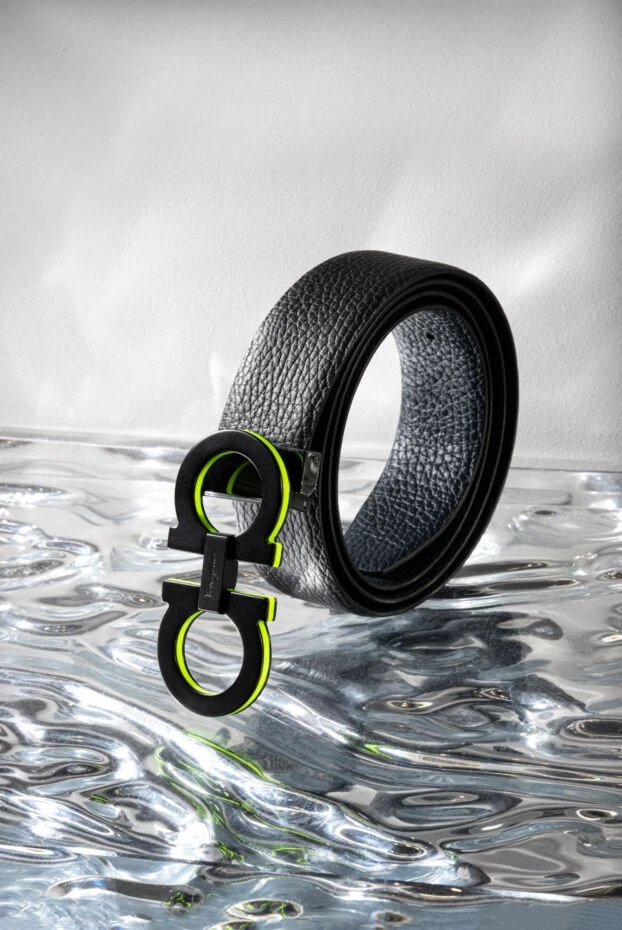 Salvatore Ferragamo ремінь із зернистої шкіри з пряжкою gancini синій чоловічий 187213 - фото 2