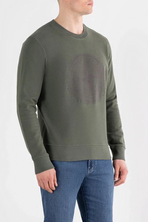Stone Island men's green cotton sweatshirt with round neck (markdown) 197964 - photo 3