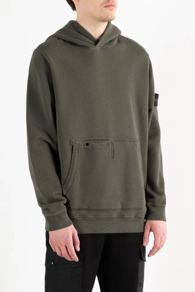 Stone Island худи с капюшоном зеленое из хлопка мужское 187226 - фото 3