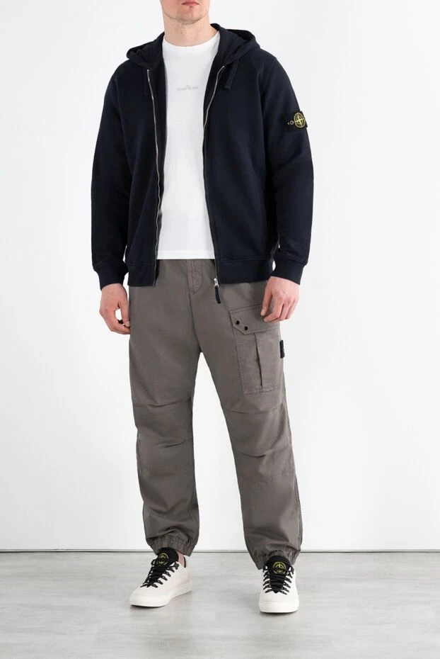 Stone Island синяя спортивная кофта из хлопка с капюшоном и логотипом 187227 - фото 2