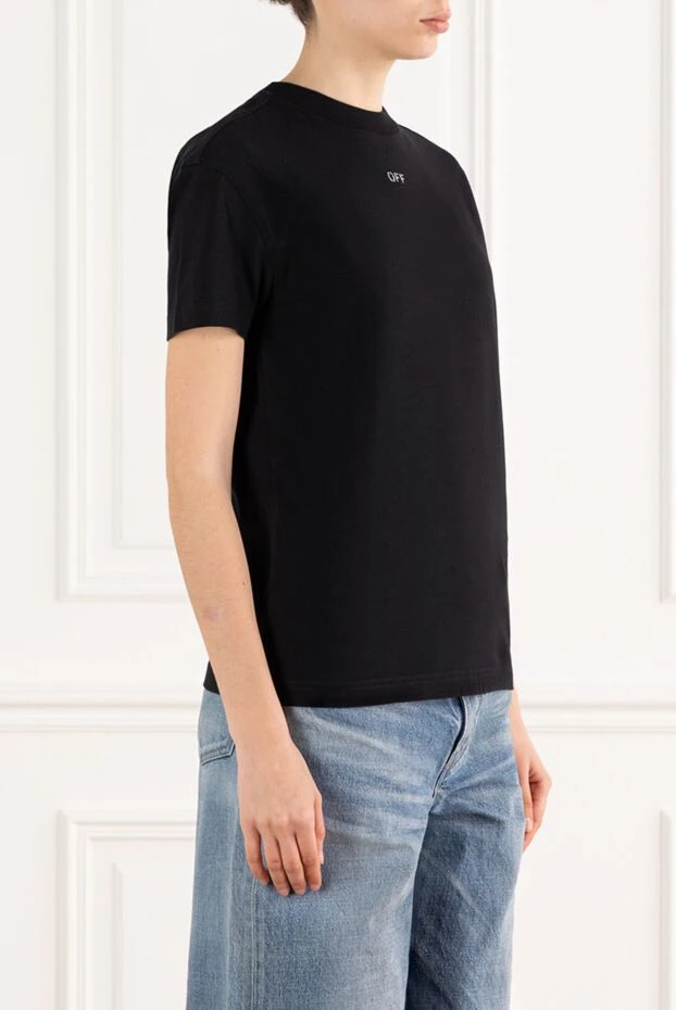 Off-White women's black cotton t-shirt with logo 187230 - photo 3