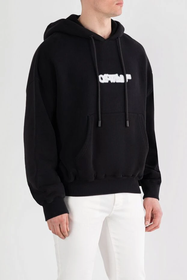 Off-White черное худи из хлопка с капюшоном на кулиске 187243 - фото 3
