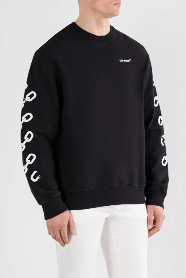 Off-White черный свитшот с контрастным принтом на рукавах 187250 - фото 3