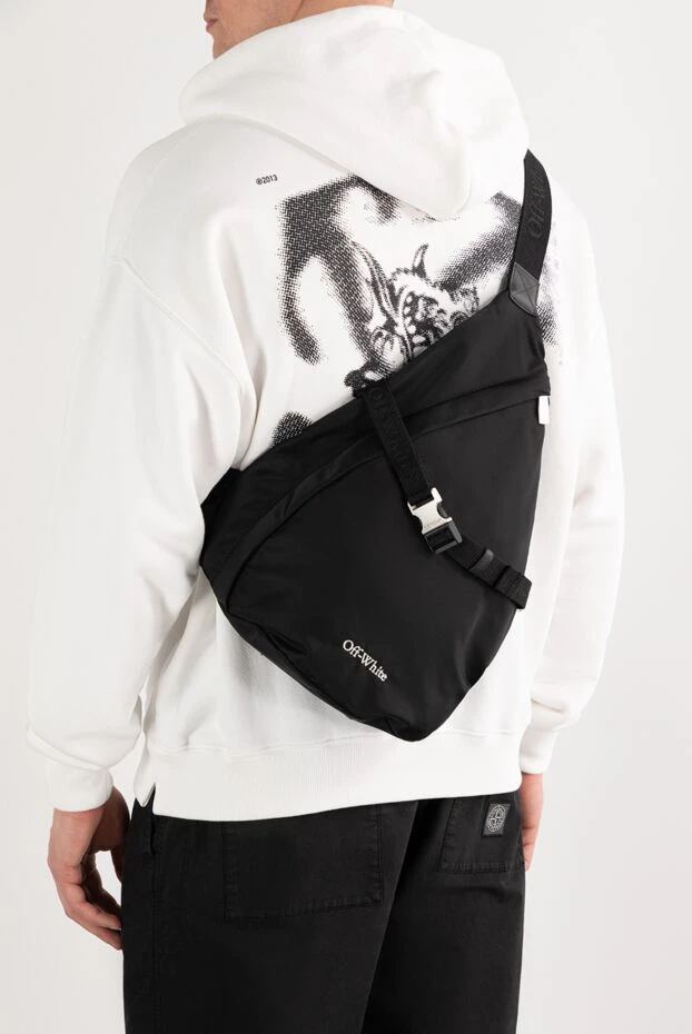 Off-White black sling bag with embroidered nylon logo 187256 - photo 2