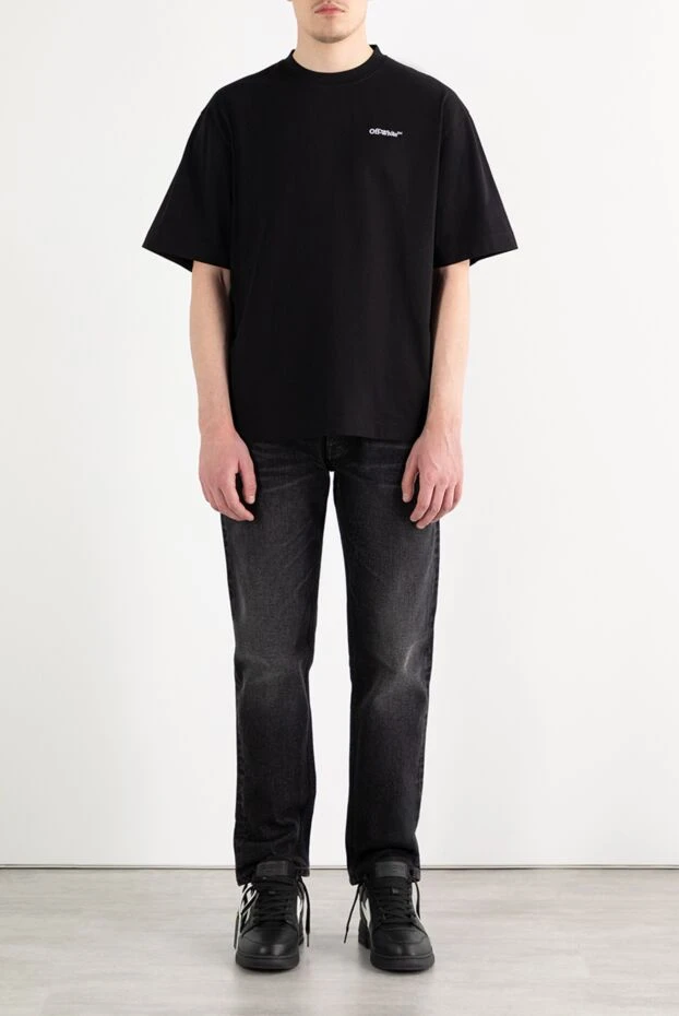Off-White футболка из хлопка с крупным логотипом черная мужская 187259 - фото 2