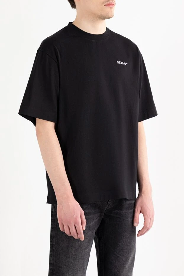 Off-White футболка из хлопка с крупным логотипом черная мужская 187259 - фото 3