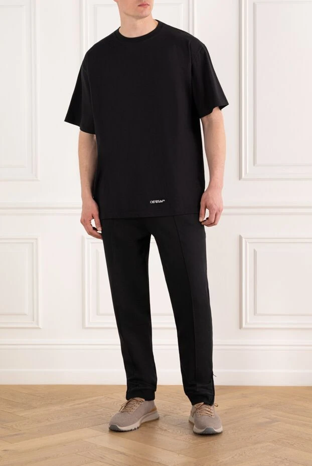 Off-White хлопковая футболка с принтом мужская черная 187264 - фото 2
