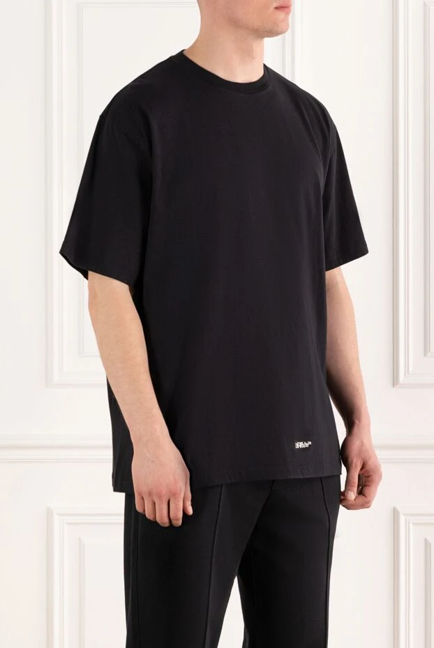 Off-White хлопковая футболка с принтом мужская черная 187264 - фото 3
