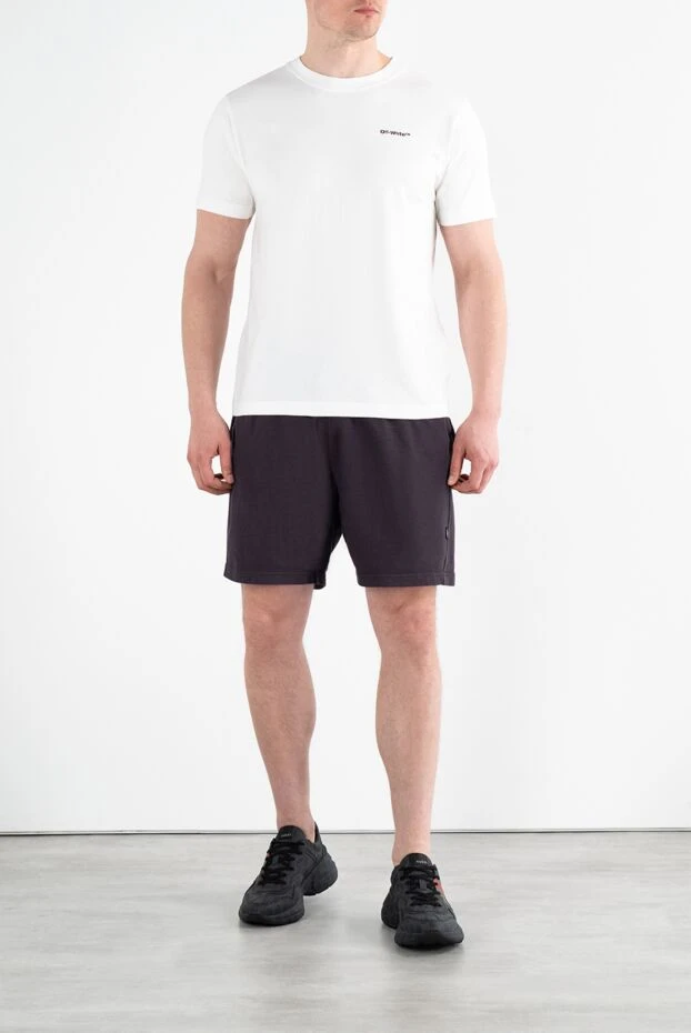 Off-White white t-shirt with contrasting print wave outline diagonal slim men's 187270 - photo 2