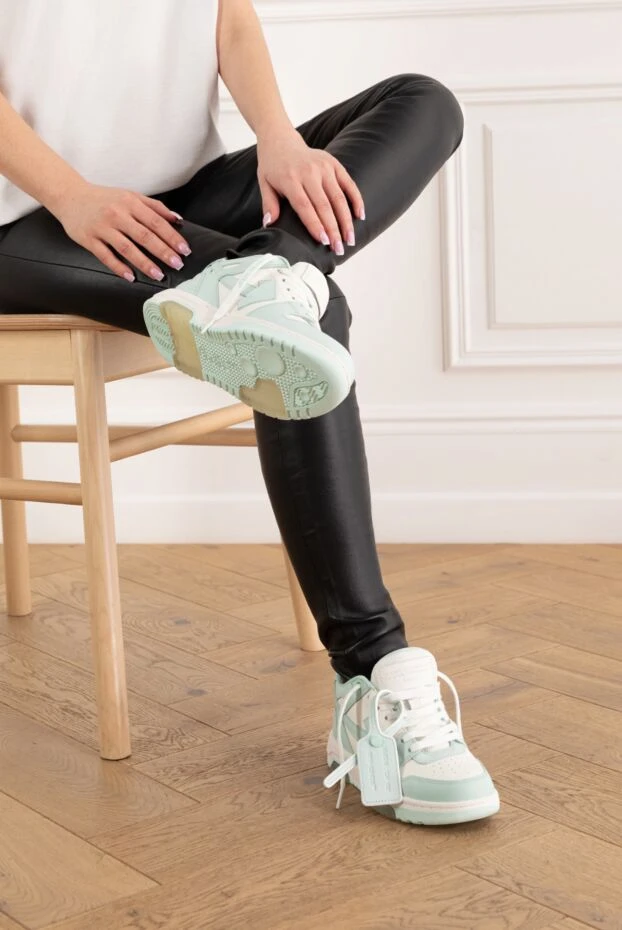 Off-White women's out of office leather sneakers green 187279 - photo 2