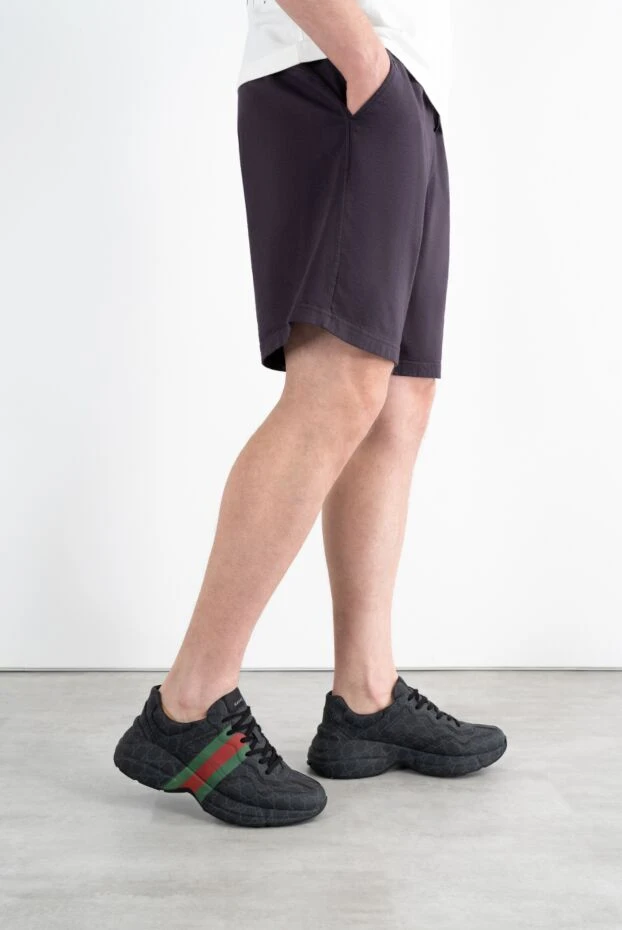 Gucci men's rhyton sneakers in black canvas gg supreme 187296 - photo 2