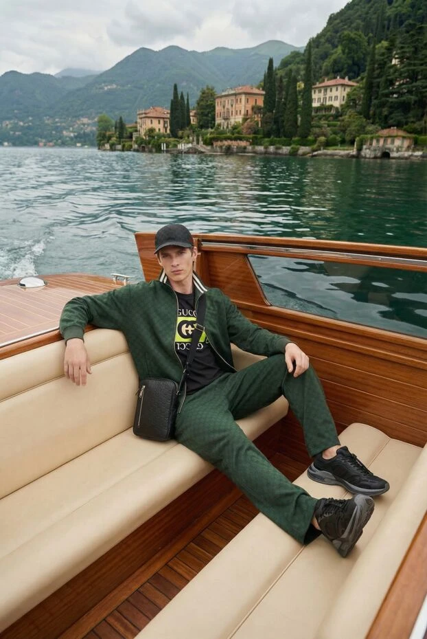 Gucci бейсболка из текстиля original gg черная мужская 187298 - фото 2