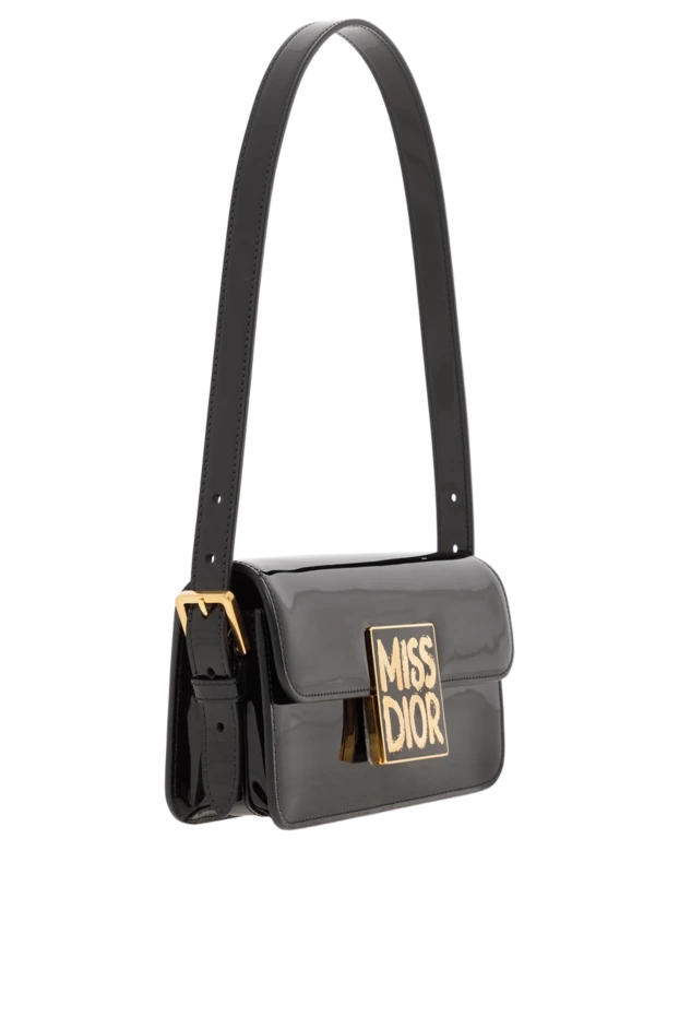 Dior сумка miss dior с клапаном из черной лакированной телячьей кожи 187336 - фото 3