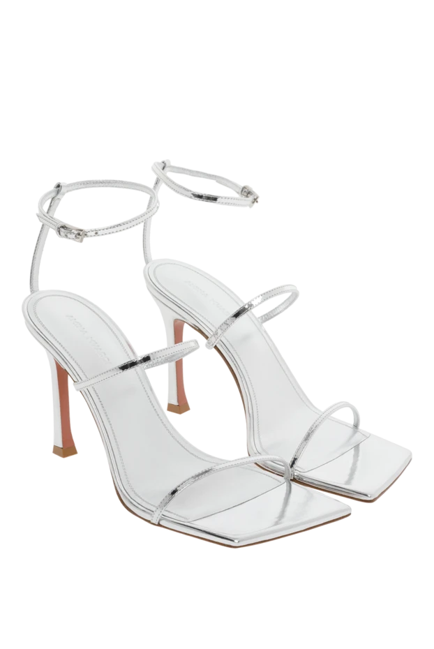 Amina Muaddi босоножки maya на высоком каблуке серебристого цвета 187350 - фото 3