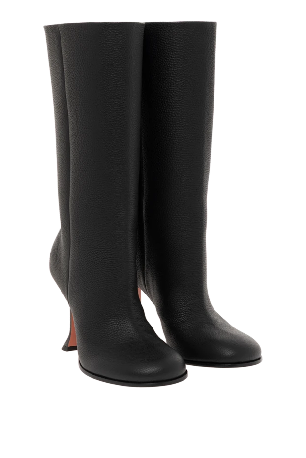 Amina Muaddi черные кожаные сапоги liya на скульптурном каблуке 187351 - фото 3