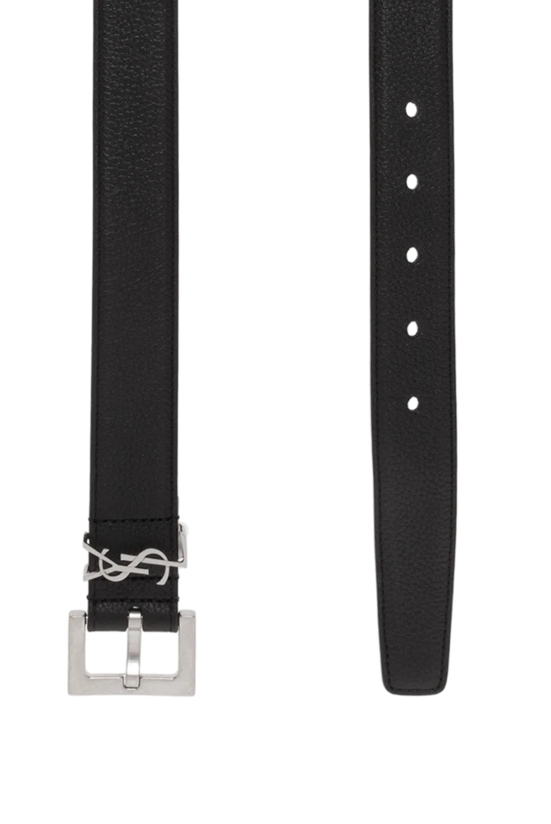 Чорний ремінь Cassandre із зернистої шкіри чоловічий - фото 3