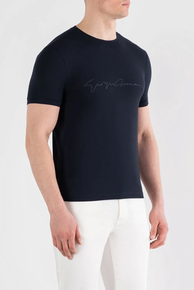 Armani crew neck t-shirt in stretch viscose with signature logo 187366 - photo 3