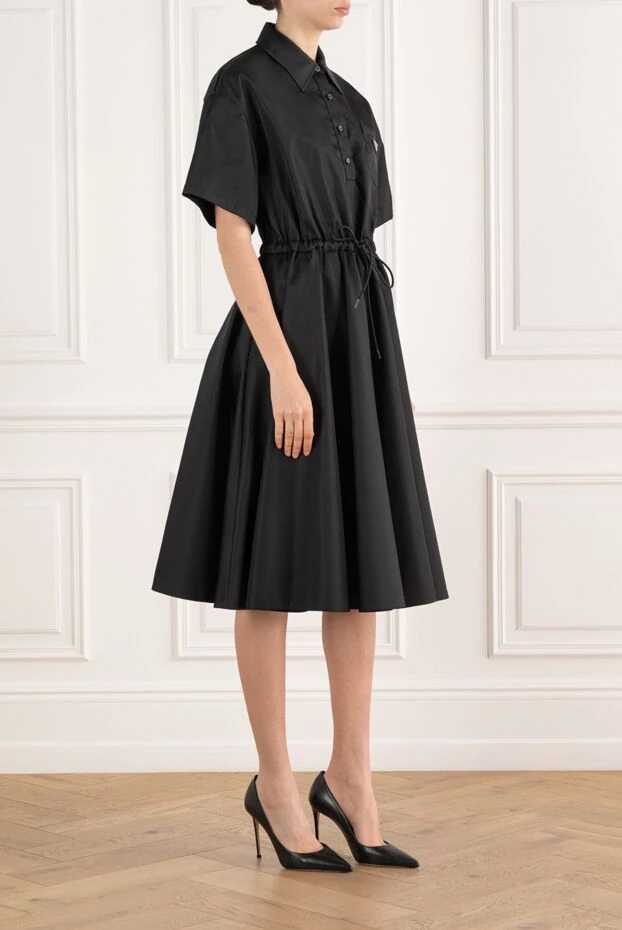 Prada сукня міді із re-nylon чорна з логотипом 187386 - фото 3