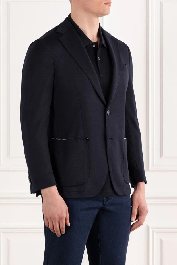 Sartoria Latorre men's dark blue wool blazer with two-button closure 187405 - photo 3