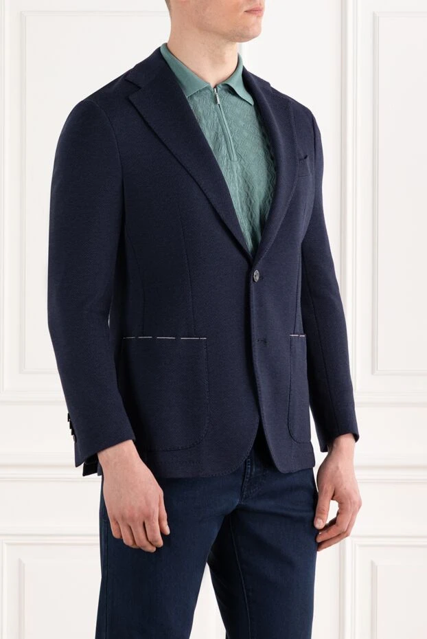 Sartoria Latorre men's blue linen and cotton blazer with patch pockets 187423 - photo 3