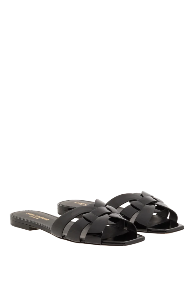 Saint Laurent patent leather sliders with interlocking straps 187431 - photo 3