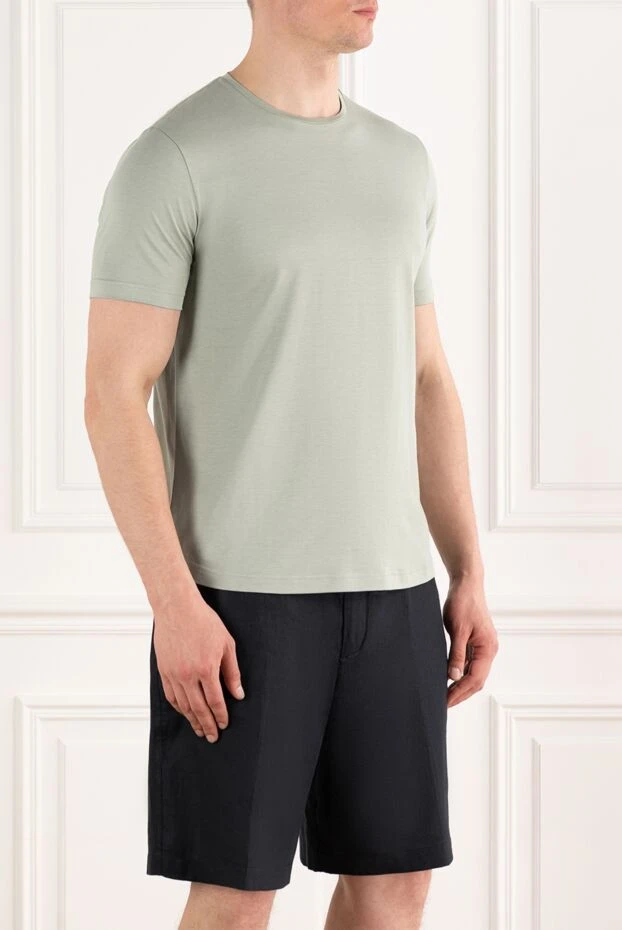Loro Piana мягкая футболка из хлопково-шелкового трикотажа светло-зеленая 187452 - фото 3