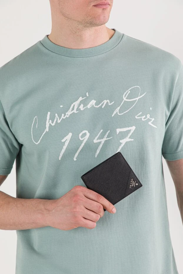 Короткий складний гаманець зі шкіри Saffiano чорний чоловічий - фото 2