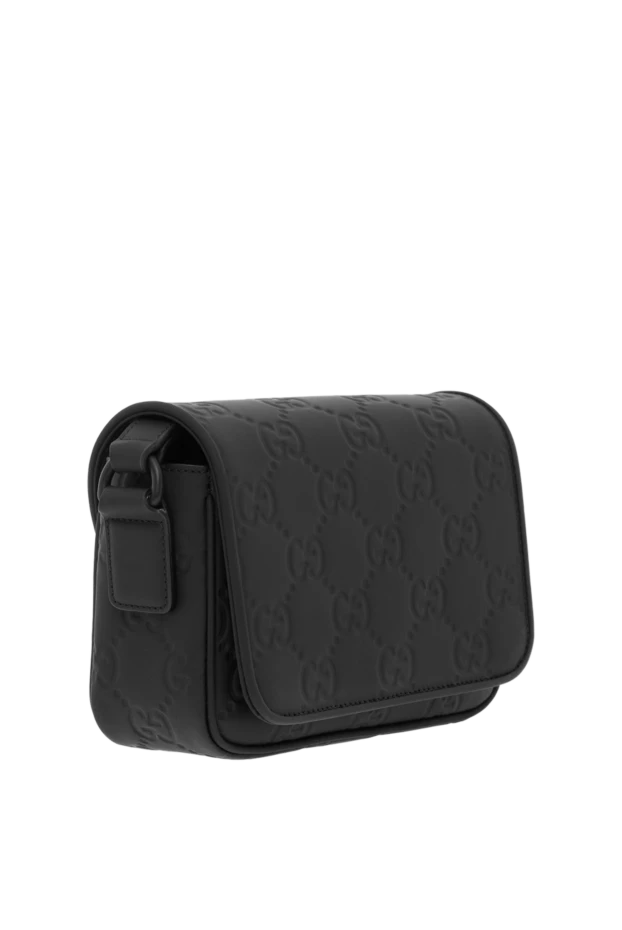 Gucci mini messenger bag in black gg leather with rubber effect 187465 - photo 3
