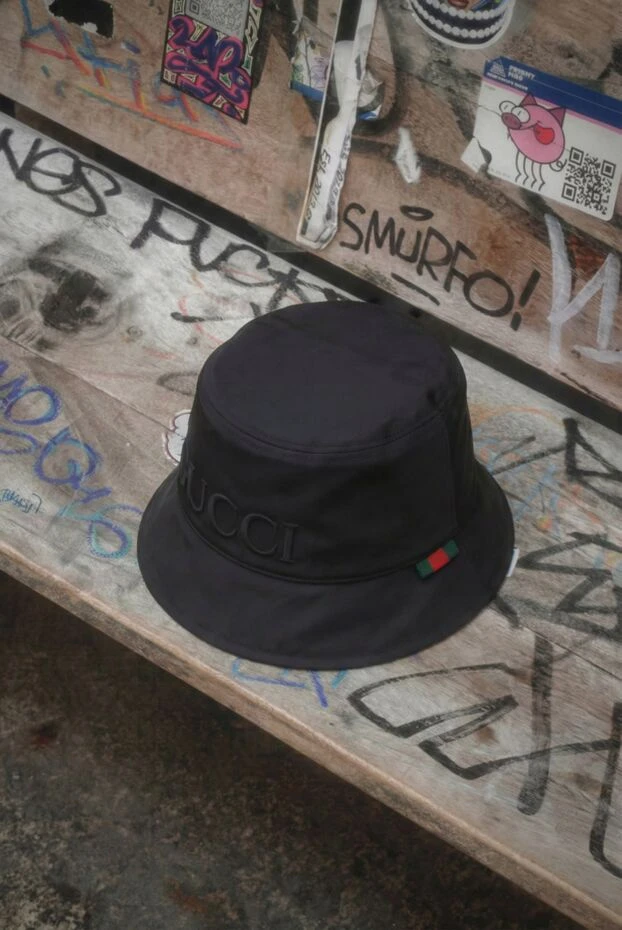 Gucci чорна нейлонова панама з чоловічим логотипом 187470 - фото 2