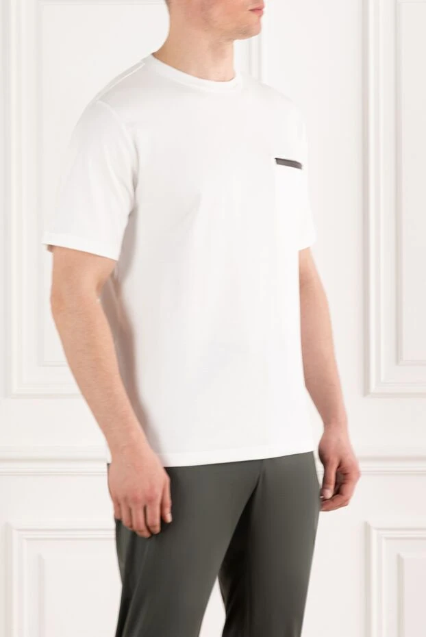 Berluti men's white t-shirt with pocket with leather trim 187502 - photo 3