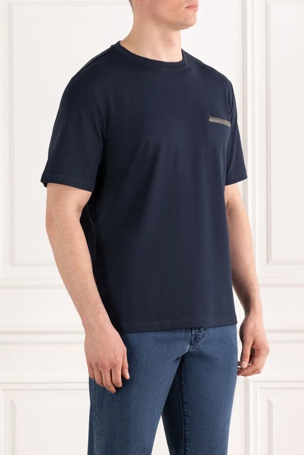 Berluti men's black t-shirt with pocket with leather trim 187503 - photo 3