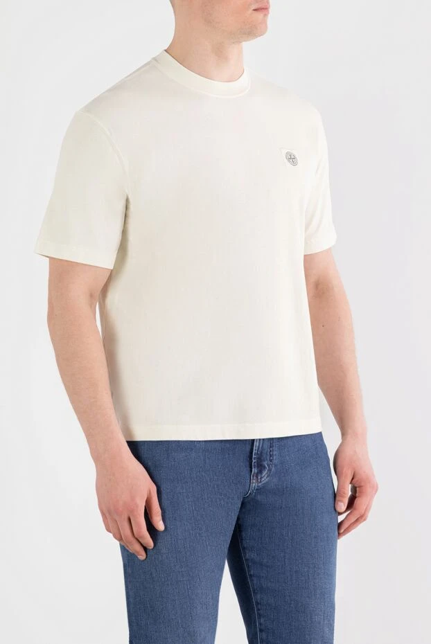 Stone Island футболка белая из хлопкового джерси с нашивкой compass 187511 - фото 3