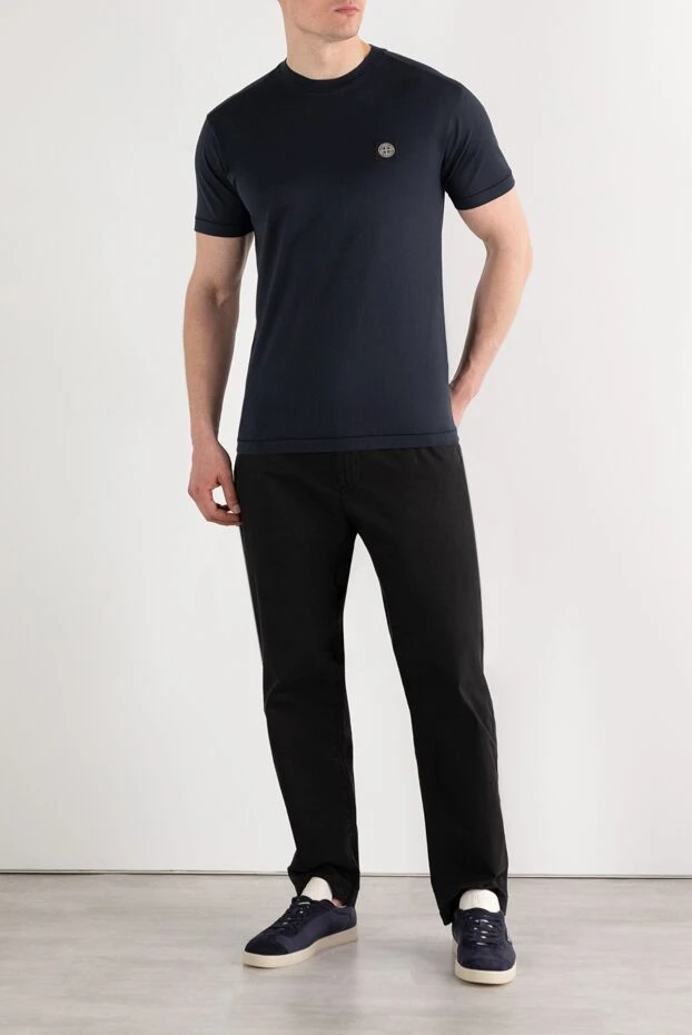 Stone Island blue cotton jersey t-shirt with compass patch 196987 - photo 2