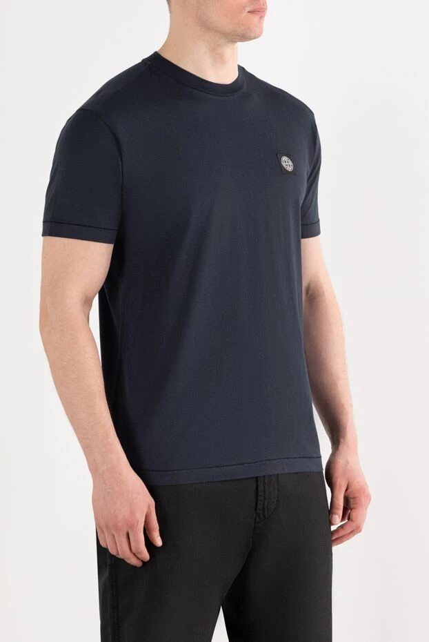 Stone Island blue cotton jersey t-shirt with compass patch 196987 - photo 3
