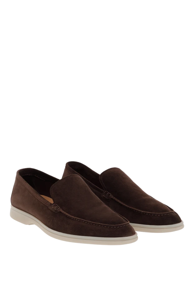 Cesare di Napoli замшевые мужские лоферы casimiro темно-коричневые на белой подошве 187517 - фото 3
