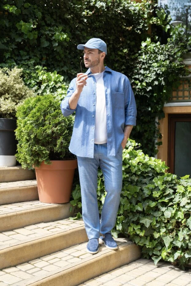 Cesare di Napoli blue suede slides with white sole 187534 - photo 2