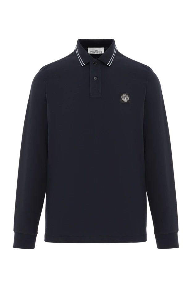 Stone Island long sleeve cotton polo with logo blue 195788 - photo 1
