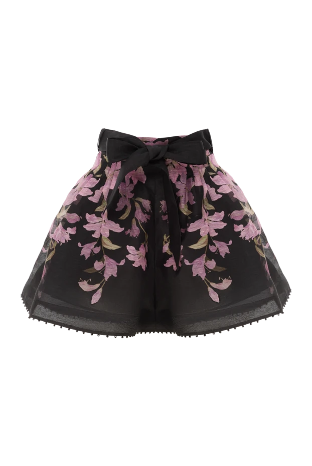 Zimmermann шорти dawning beaded tuck чорного кольору з квітковим візерунком 187602 - фото 1