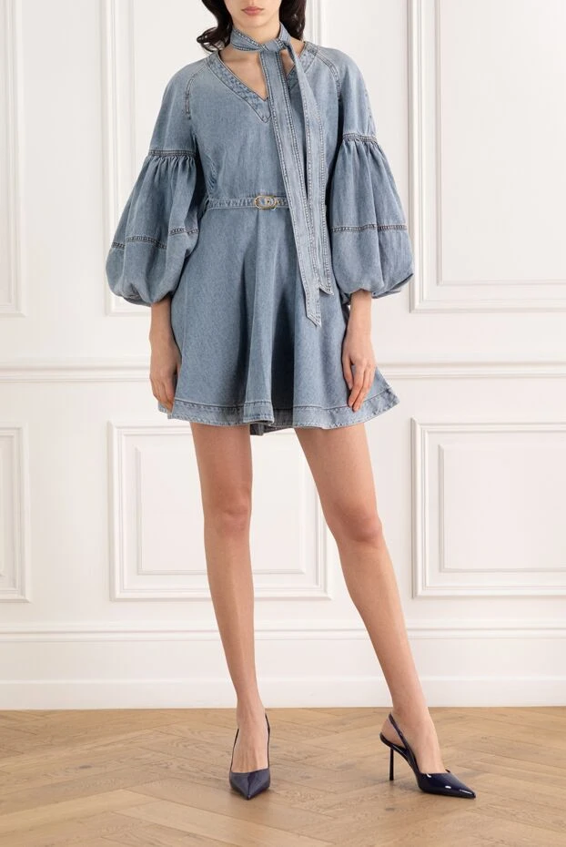 Zimmermann джинсовое мини-платье tie neck denim mini с завязкой на шее 187620 - фото 2