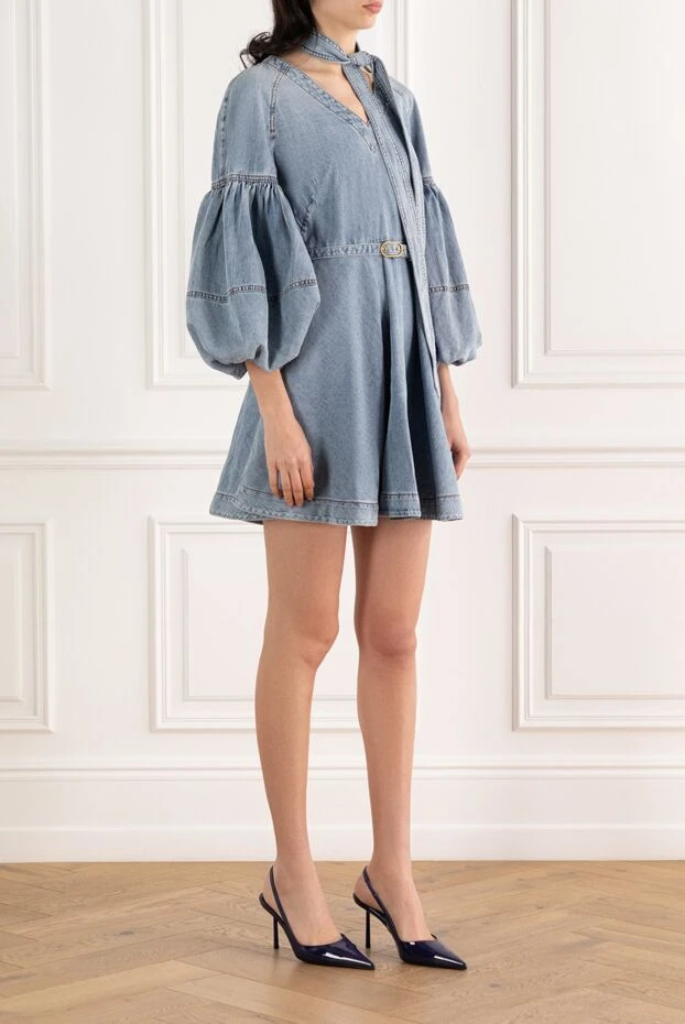Zimmermann джинсовое мини-платье tie neck denim mini с завязкой на шее 187620 - фото 3