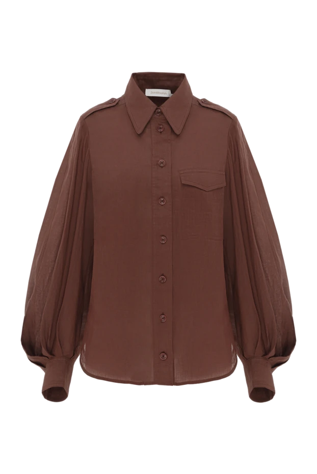 Zimmermann сорочка illuminate utility у коричневому кольорі 187621 - фото 1