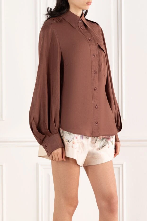Zimmermann сорочка illuminate utility у коричневому кольорі 187621 - фото 3