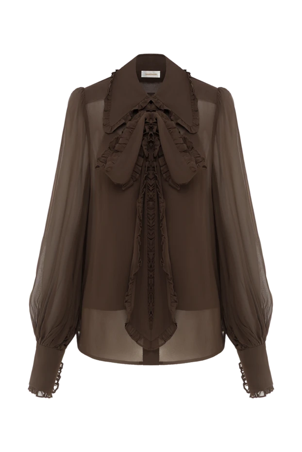 Zimmermann сорочка georgette bow з бантом із жоржету коричнева 187622 - фото 1
