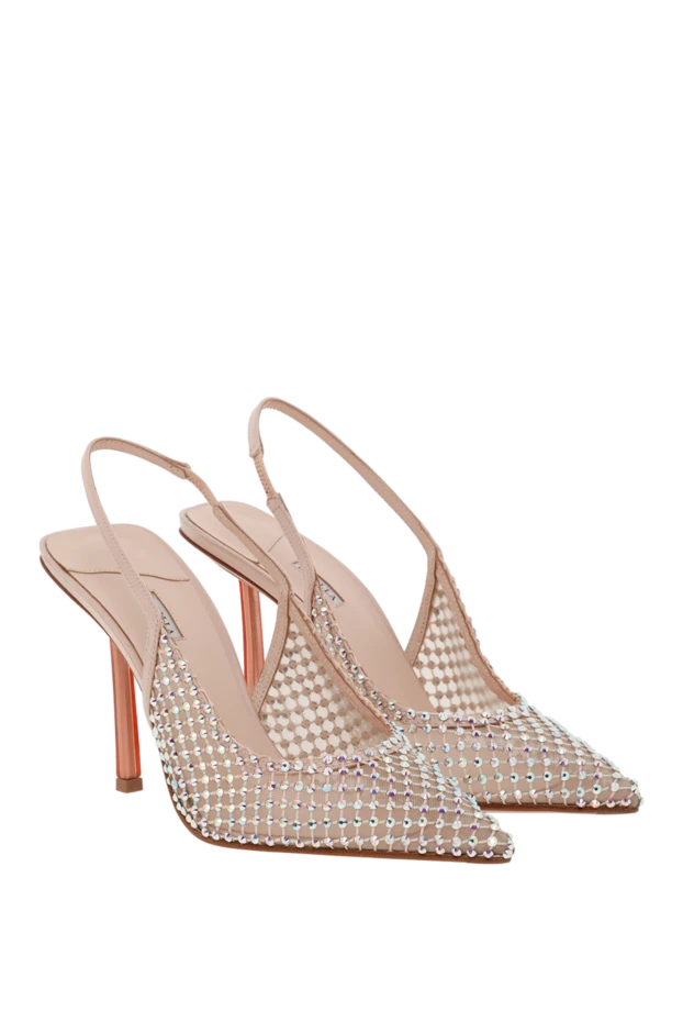 Le Silla nude gilda crystal mesh peep toe pumps 187643 - photo 3