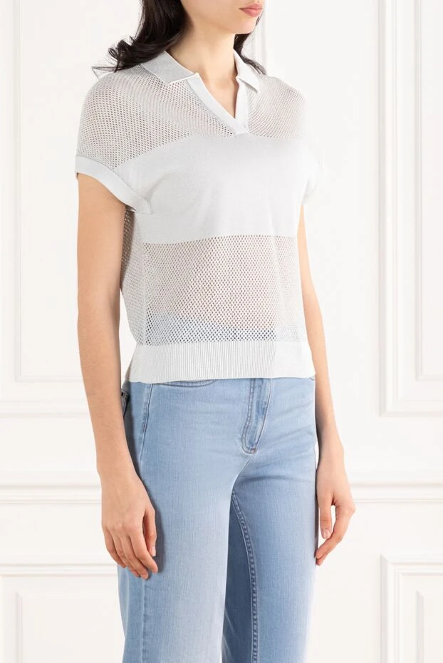 Peserico pure cotton crepe jersey polo shirt, gray 187660 - photo 3