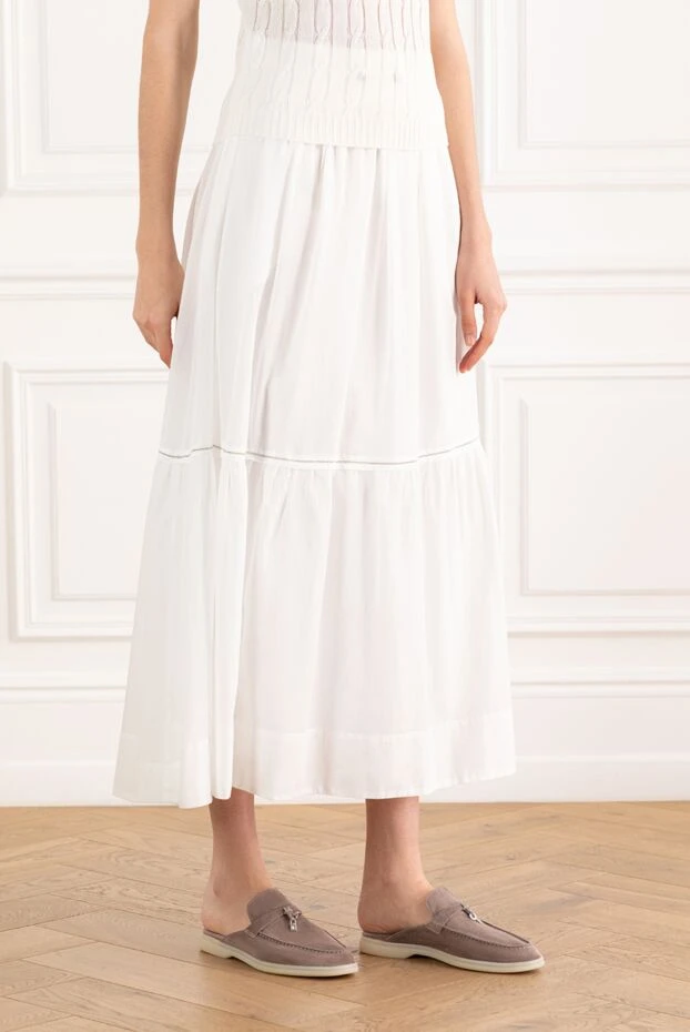 Peserico long sheer pure cotton voile skirt white 187664 - photo 3