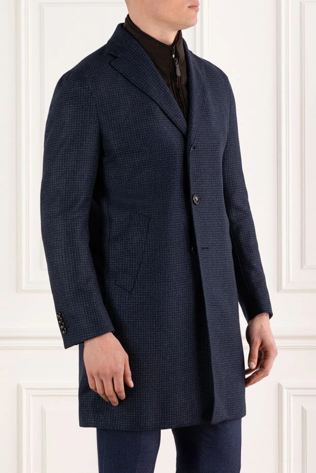 Lubiam single-breasted blue coat with high knit collar insert 187700 - photo 3